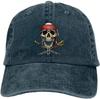 Cool Skull Print Pattern Baseball Cap Unisex Adjustable Washed Cotton Denim Cap for Unisex and Women Vintage Classic Dad Hat