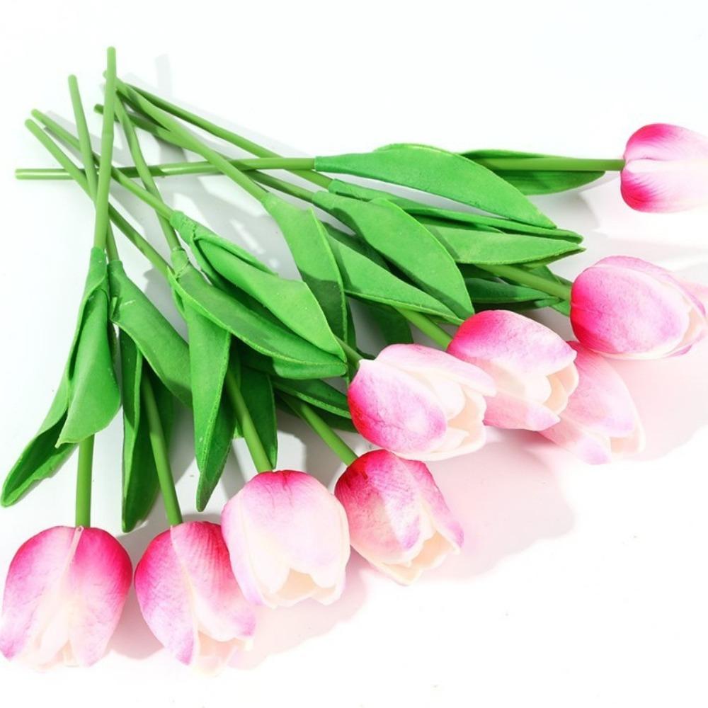 5PCS PU Artificial Tulip 34cm Wedding Bridal Tulip Bouquet  for Christmas Party Decor