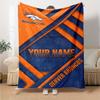 Name Custom Denver Broncos Print Flannel Blanket High Quality Warm Comfortable Cover for All Seasons Perfect for Gifts Home Decor