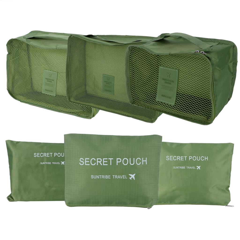 6Pcs/Set Storage Bag Clothing Sorting Bag Luggage Suitcase Packing Organizer for TravellingGreen