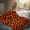 Orange Black Animal Spots Flannel Blanket Soft Warm Christmas Halloween Blanket for Lightweight Cozy Room Home Decor Gifts