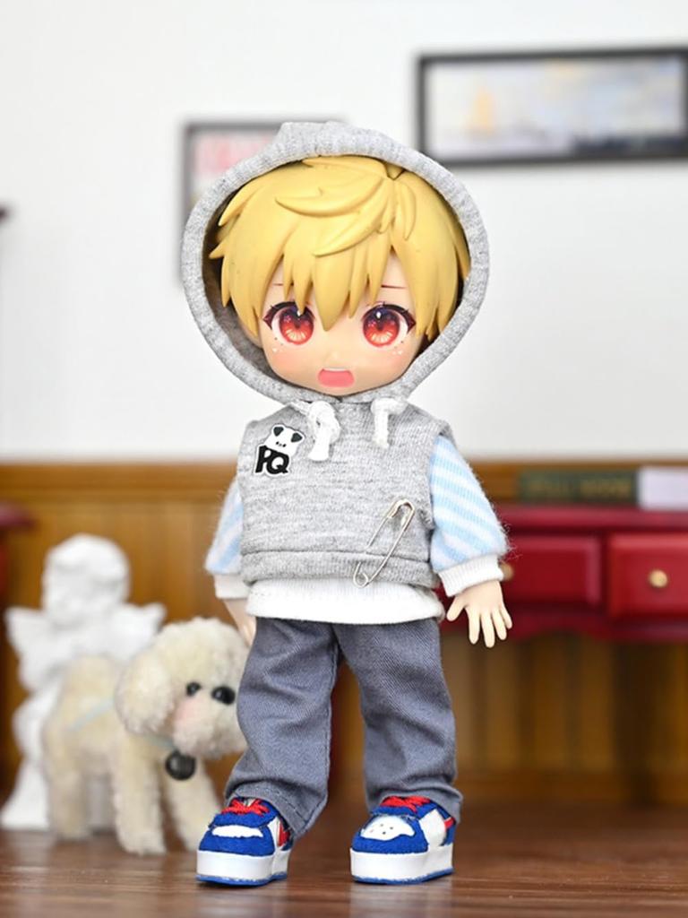 Obitsu 11 OB11 Size Costume for Obitsu Doll 11cm Body Cute Dog Clothes Set Vest Sweatshirt 4 Pieces "PUPPY DIARY"