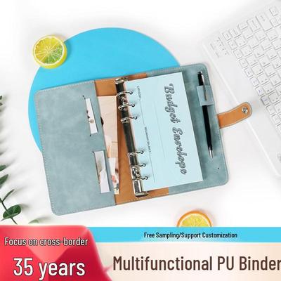 Fichário Macaron PU A6: Armazenamento Multifuncional de Cartões de Identificação e Caderno de Folhas Soltas com Seis Furos