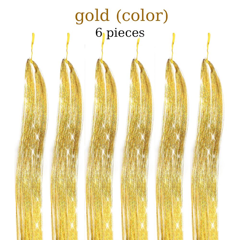 48 Inch Synthetic Hair Tinsel Kit With Tool 1200 strands Tinsel Hair Extensions 12 Colors Fairy Hair Tinsel Sparkling Shiny Hair