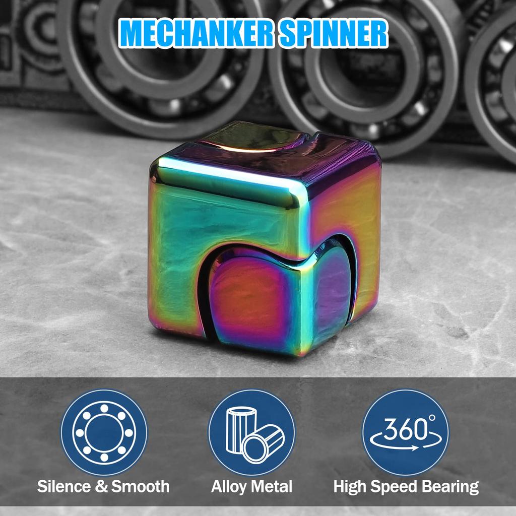 Metal Cube Spinner Fidget Toy Fingertips 3D Puzzle Gyro Gear Sensory Anti Stress Relief Educational Games for Kids Adults