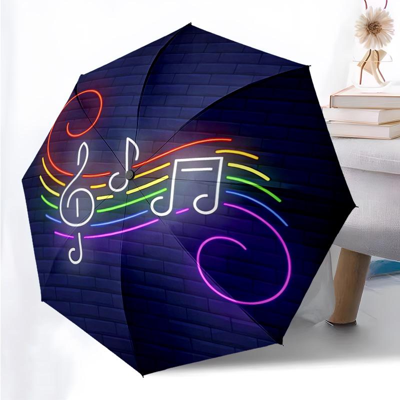 Music Drums Folding Umbrella Fashion Auto-Open 8 Iron Ribs Plastic Handle Foldable Sunshade Perfect Christmas Gifts