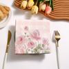 Floral Rose Napkins, 33cm 2-Ply Pink Eucalyptus for Wedding Party Table Decor, 20pcs
