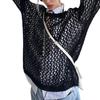 2024 Summer European & American Street Style: Hollow Out Mesh Knit Loose Pullover for Women