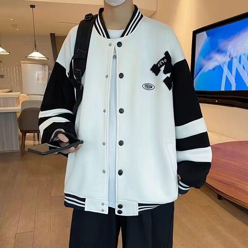 Men's Trendy Baseball Jacket - Spring & Fall, Youth Loose Fit, No Hood