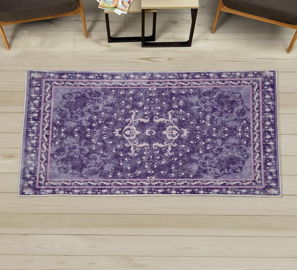 Dinosaur Decorative Rug,Jurassic Scenario Cartoon Animals in Wilderness Cloudy Sunrise Back, Quality Carpet for Bedroom Dorm and