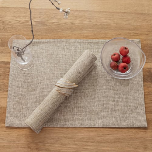 Demetex Cotton-Linen Placemats, Double-Layered, Solid Color, Japanese Style, Flexible, Thick, Insulated, Non-Slip, Easy to Clean, Washable, Kitchen De