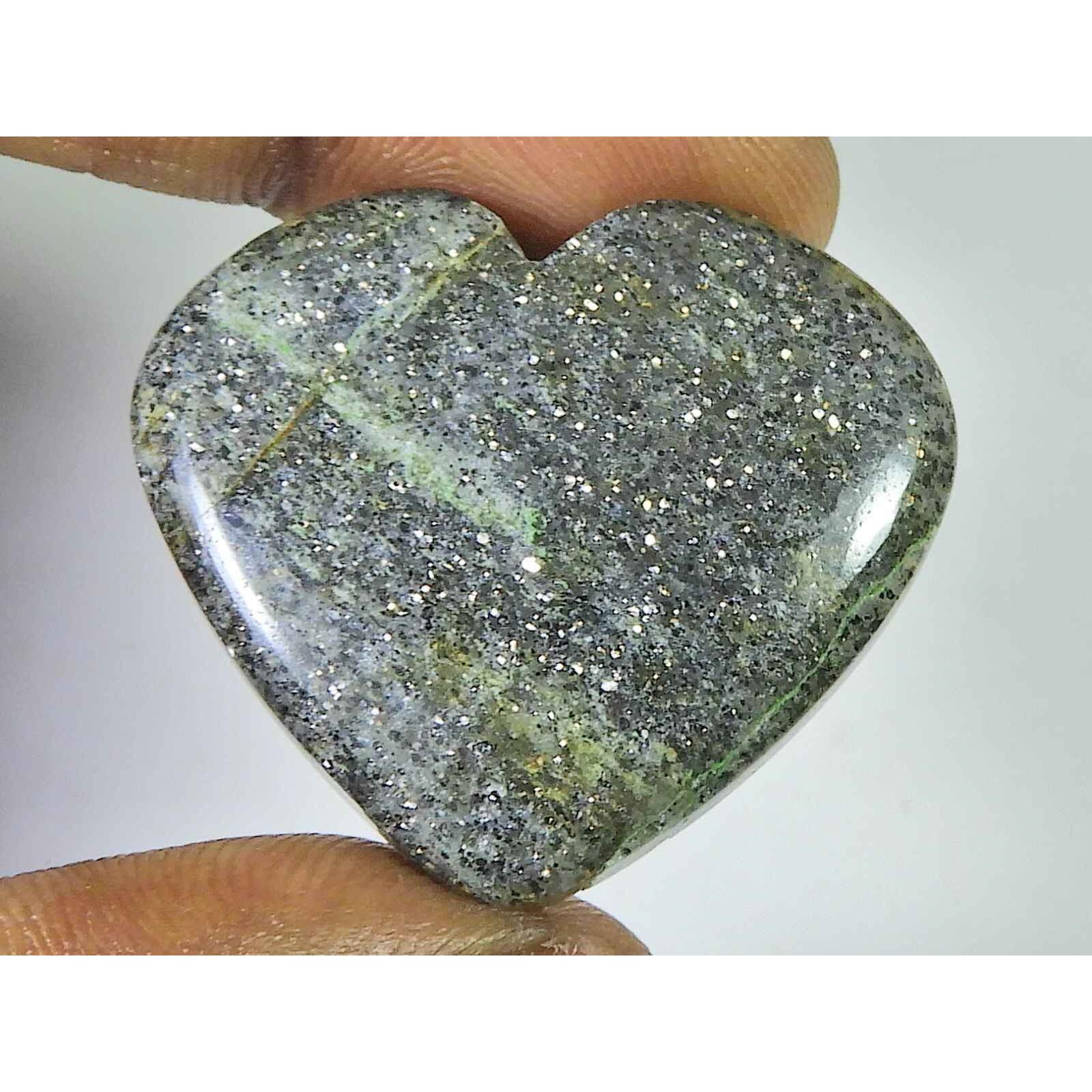 

58Cts. Natural Black Sunstone Heart Crystal Cabochon loose Gemstone 31X36MM SK-1868