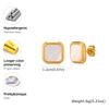 Chic Stainless Steel Square Natural Shell Stud Earrings for Women, Trendy Exquisite Daily Party Jewelry Accessories Gift Unisex
