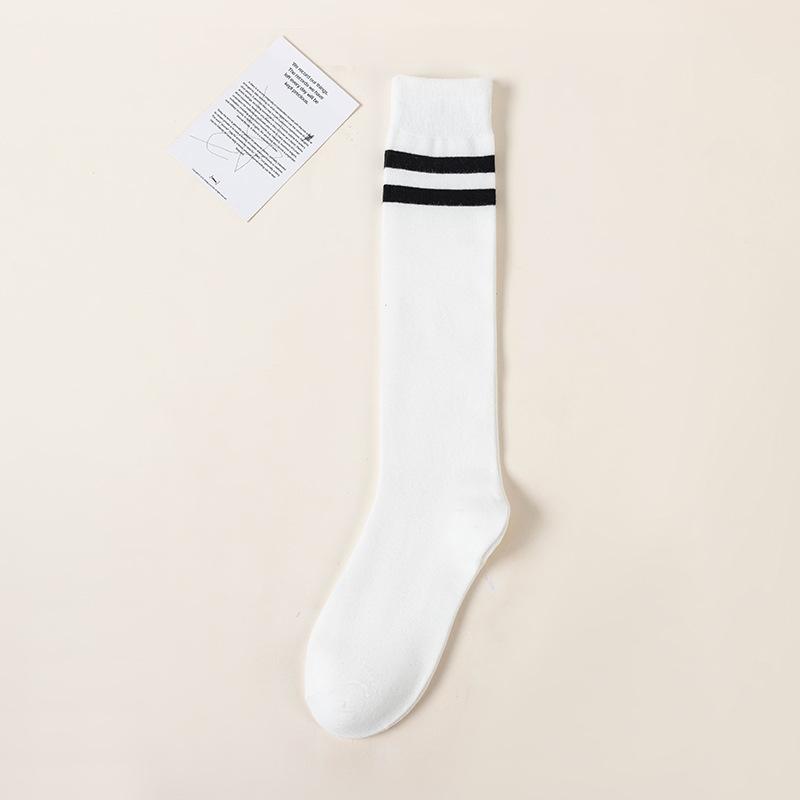 Chaussettes hautes, Chaussettes mi-mollet pour femmes, Automne et hiver Chaussettes amincissantes et embellissant les jambes légèrement compressives, Bas longs en coton à deux barres