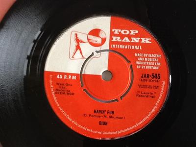 7inch Record DION - Havin' Fun JAR545 Top Rank Intern 1961 UK Pop Used