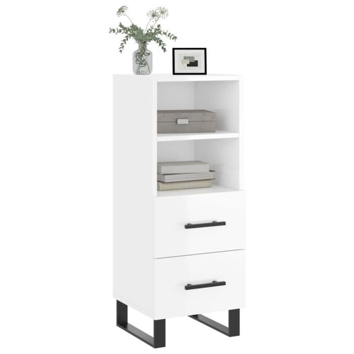 VidaXL Buffet High-Gloss White 34.5x34x90 Cm Engineered Wood 828694