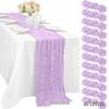 Bali Bohemian Crinkled Gauze Table Runner – Semi-transparent Twist, Festival Wedding Style.