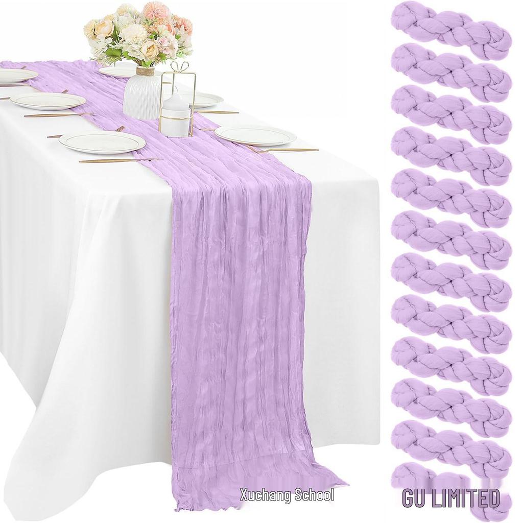 Bali Bohemian Crinkled Gauze Table Runner – Semi-transparent Twist, Festival Wedding Style.