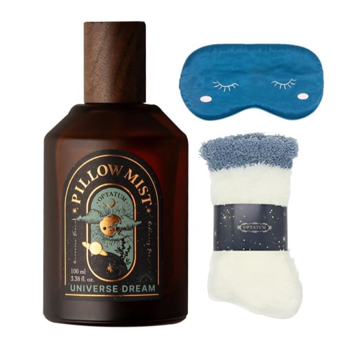 

OPTATUM Pillow Mist 3-Piece Sleep Gift Set | Universe Dream Room Socks and Eye Mask - A Nighttime Routine Gift Set for Deep Sleep