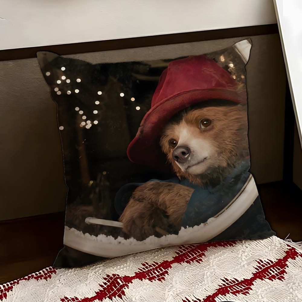cartoon PPaddington BBear Cushion Cover Reversible Soft Durable Pillow Cover Home Car MultiScene Use for Daily Comfort