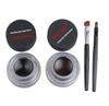 Music Flower Set de Gel Eyeliner Bicolore 2-en-1, Noir & Café Imperméable 3D Longue Tenue Anti-bavures Kit de Maquillage pour les Yeux Cosmétique