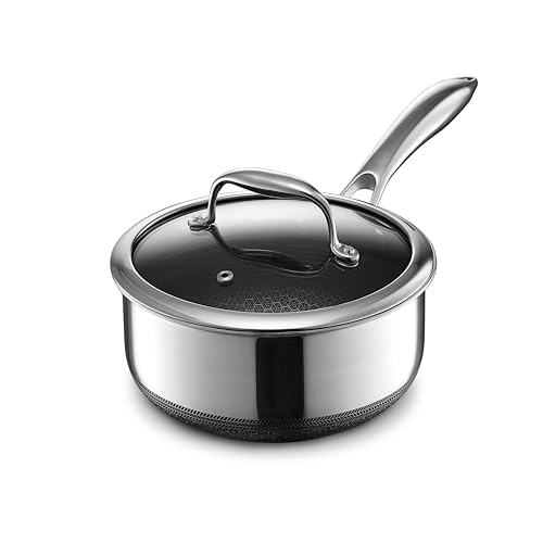 

HexClad Hybrid Nonstick Saucepan [18cm / 1.9L] [Nonstick Coating] Induction/Oven/Dishwasher Safe (Manufacturer Direct Warranty Included) [HexClad] Tem