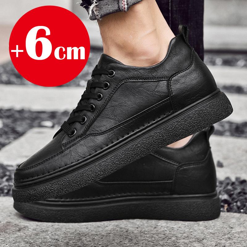 Men's Genuine Cowhide Leather Elevator Sneakers, 6cm Height Increase Lift Shoes, Designer Breathable Casual Taller Footwear