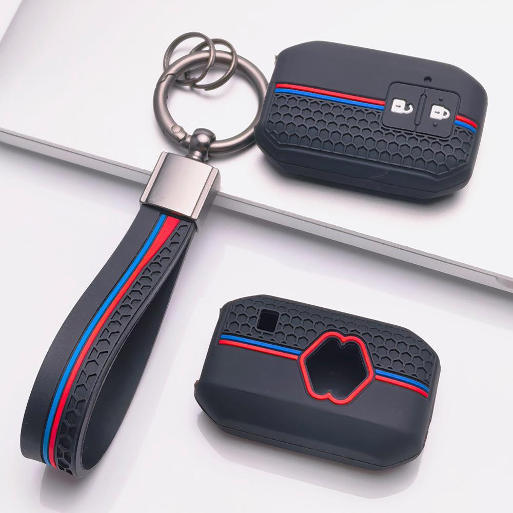Silicone Car Key Fob Cover for Suzuki Swift Ertiga Ignis Baleno XL7 Ciaz Dzire Wagon R with Keychain Honeycomb Texture Shockproof Remote Key Protector