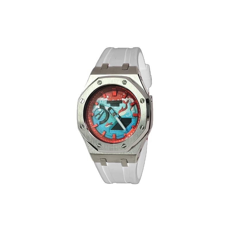 Casio Customized Watch Modified Series Farmhouse Oak Case Waterproof 200 Meters GA-2100SKE-7A modified-Twilight Flowerl GA-2100SKE-7A