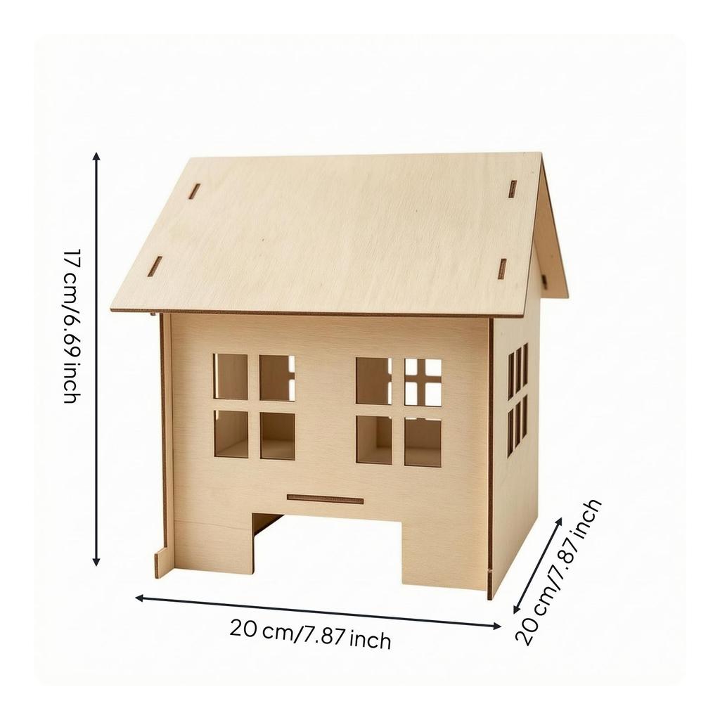 Natural Wood Craft House Model Easy to Assemble for Reading Nooks