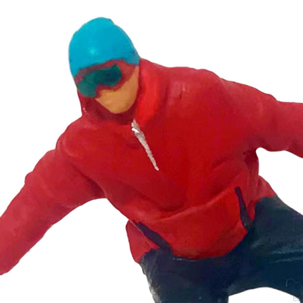 1/64 Miniature Ski Figures, S, Painted People Model for Layout Decoration, Train Scene, Kids ,
