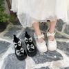 Ladies Shoes 2024 Mary Janes Women's High Heels Fashion Dress Pumps Women Bow Tie Round Toe Buckle Strap Square Heel Shoes Pumps