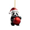 Cartoon Christmas Panda Ornament 2D Xmas Hanging Ornament Car Panda Pendants  Party Supplies