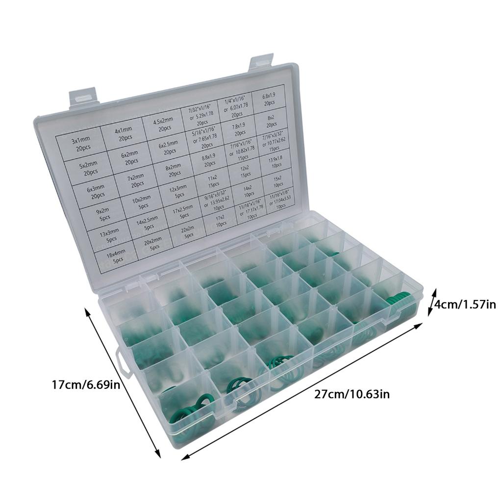 495Pcs Green Rubber O Ring Gasket Assortment Set 36 Sizes Nitrile Rubber Washer Oil Resistant Sealing O Rings Enduring