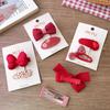 2pcs Red Color Baby Girl Hair Clip Christmas Series Bow Floral Children's BB Clip Cute Hair Accessories Sweet Hair Clip