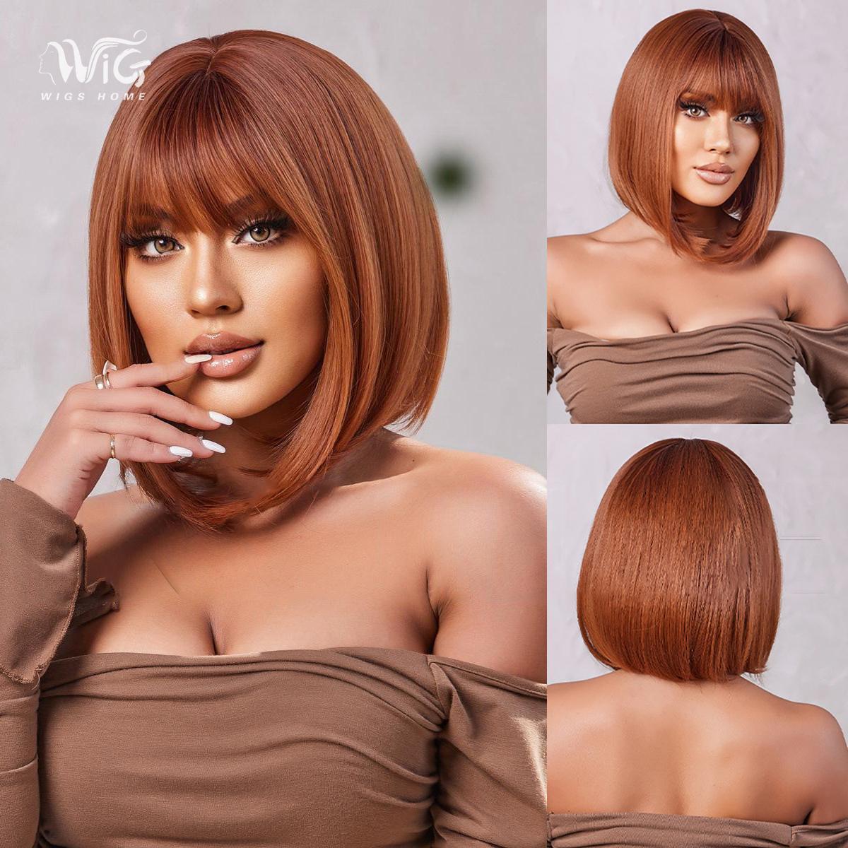 

Жен. 36см Искусственные волосы Короткие Прямые волосы Короткие волосы Каштановые волосы Розовые волосы Сетка для волос Головные уборы Полностью покрывает голову Натуральный Настоящий парик