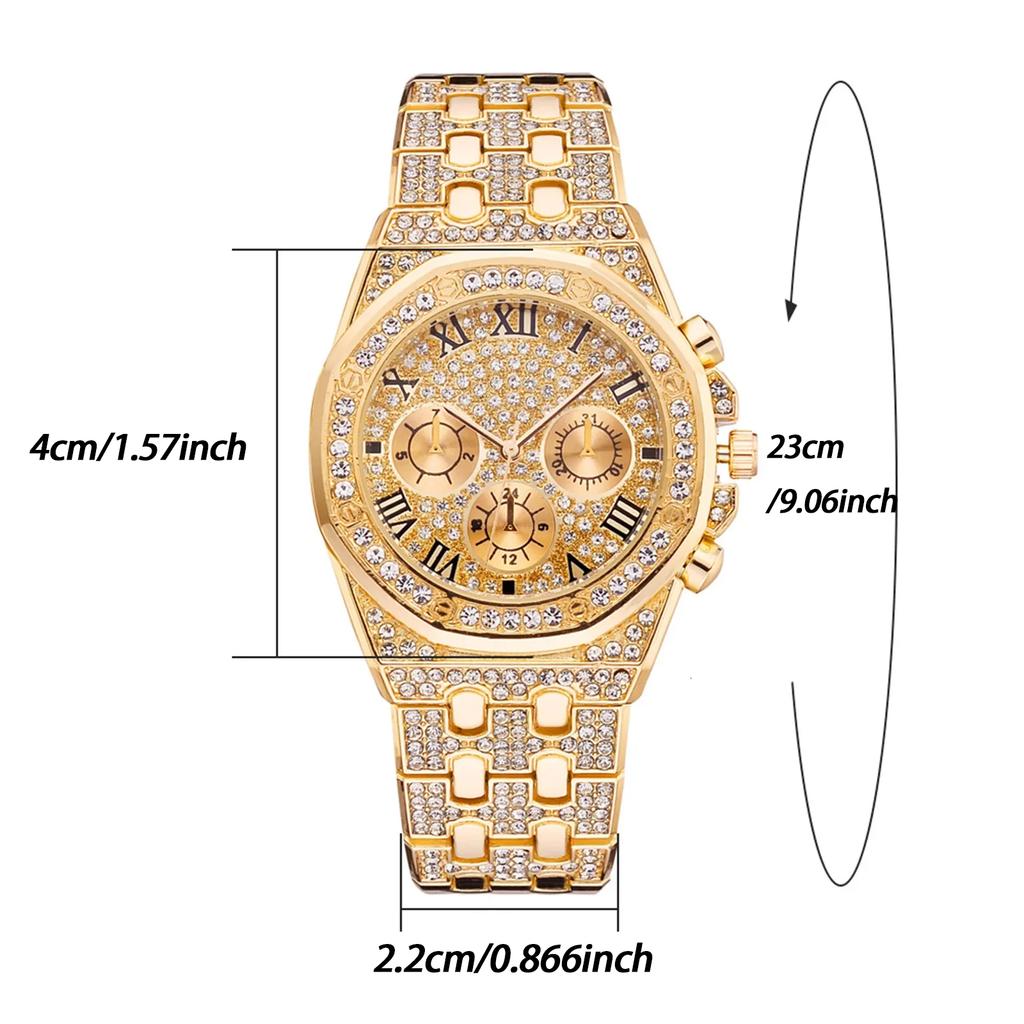 Orologio da polso con cinturino in acciaio inossidabile Elegante orologio al quarzo da donna in acciaio inossidabile intarsiato di strass Quadrante colorato Decorativo per signore