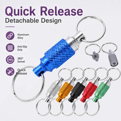 New Double Headed Quick Release Keychain 161° Rotation Retractable Detachable Keychain Mini Quick Pull Design Keys Fob EDC Tool