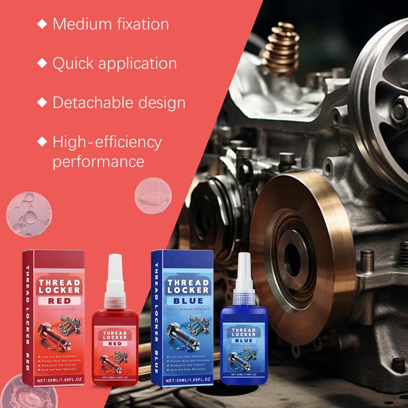 50ml Threadlocker Red Blue Screw Glue Thread Locking Agent Anaerobic Glue Anti-Loose Leakproof Thread Locking Agent