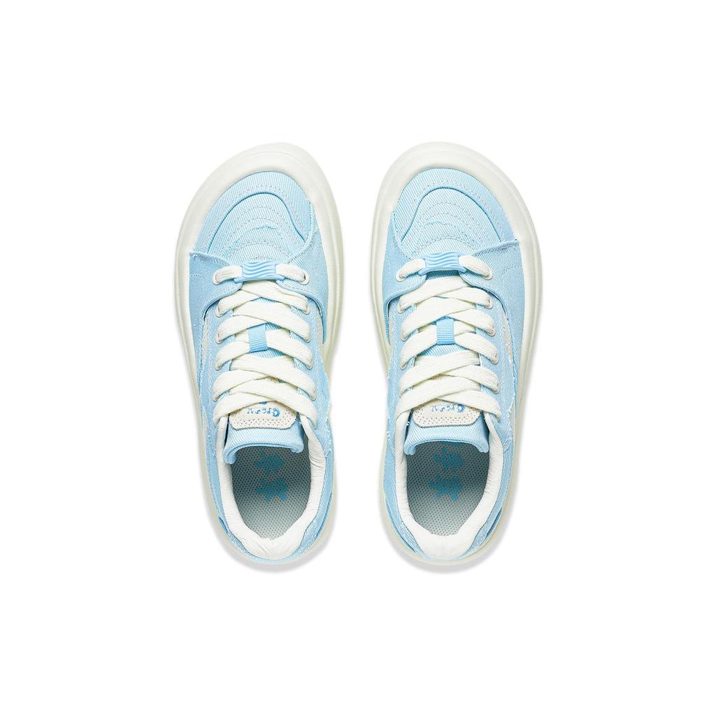 Li Ning Puff Platform Non-Slip Breathable Low-Top Skate Shoes Women Sneakers Blue AZGT026-6