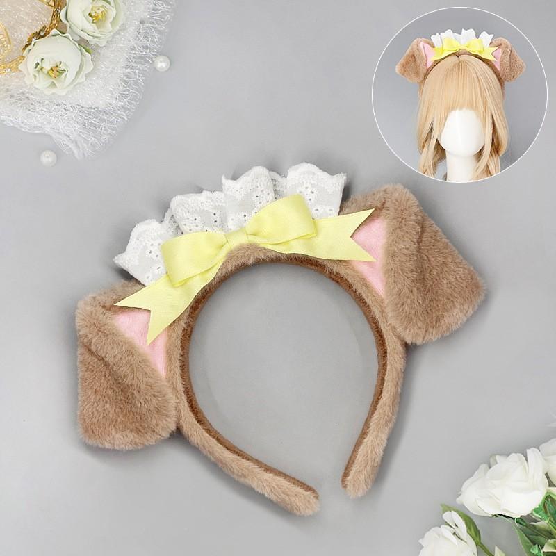 Sweet Kawaii Dog Ear Headband Lolita Outfit Cosplay Costume Accessory Plush Hairband In Multiple Colors