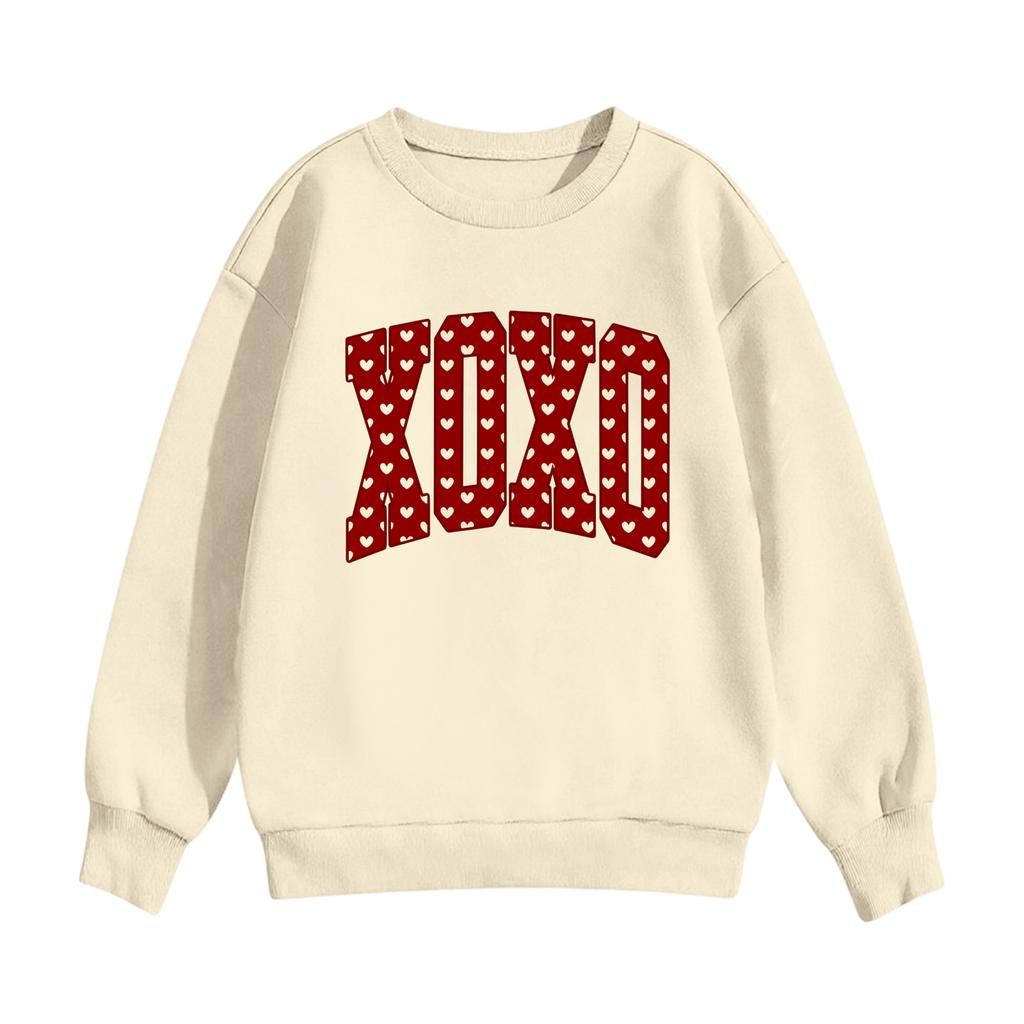 Children's Casual Round Neck Printed Pullover Long,sleeved Hooded Sweatshirt Top