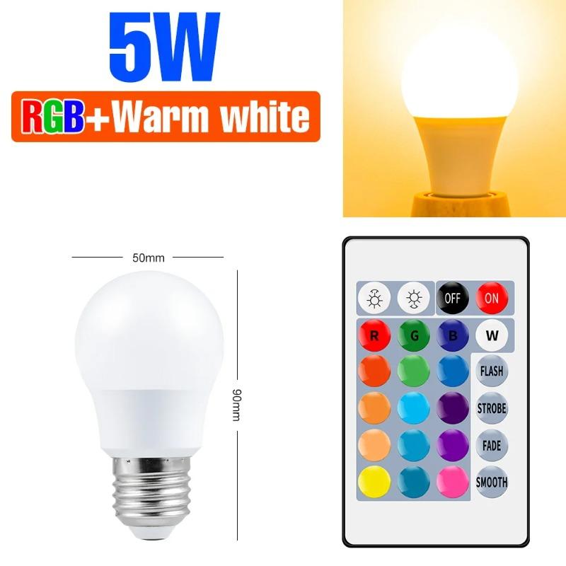 220V E27 LED Bombillas LED 3W 5W 10W 15W IR Remote Control Changeable Colorful RGB LED Lamp Spotlight Bulb Christmas Halloween Atmosphere Lights