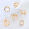 IF ME 6-Piece Fashionable Heart-Shaped Sun-Moon Sunflower Geometric Irregular Glitter Drip Ring Set Women's Holiday Party Jewelry