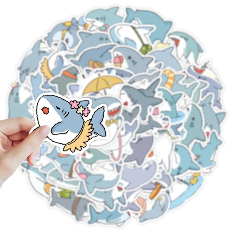 50PCS Shark Meme Stickers Cute Animal Sticker Scrapbook Luggage Laptop Guitar Car Bike Skateboard Cartoon Decals Toy