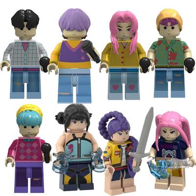 8PCS/3PCS KPOP Demon Hunters Cartoon Dolls Building Blocks Kawaii Action Figure Assembly Toy Children's Educational Toys Gifts