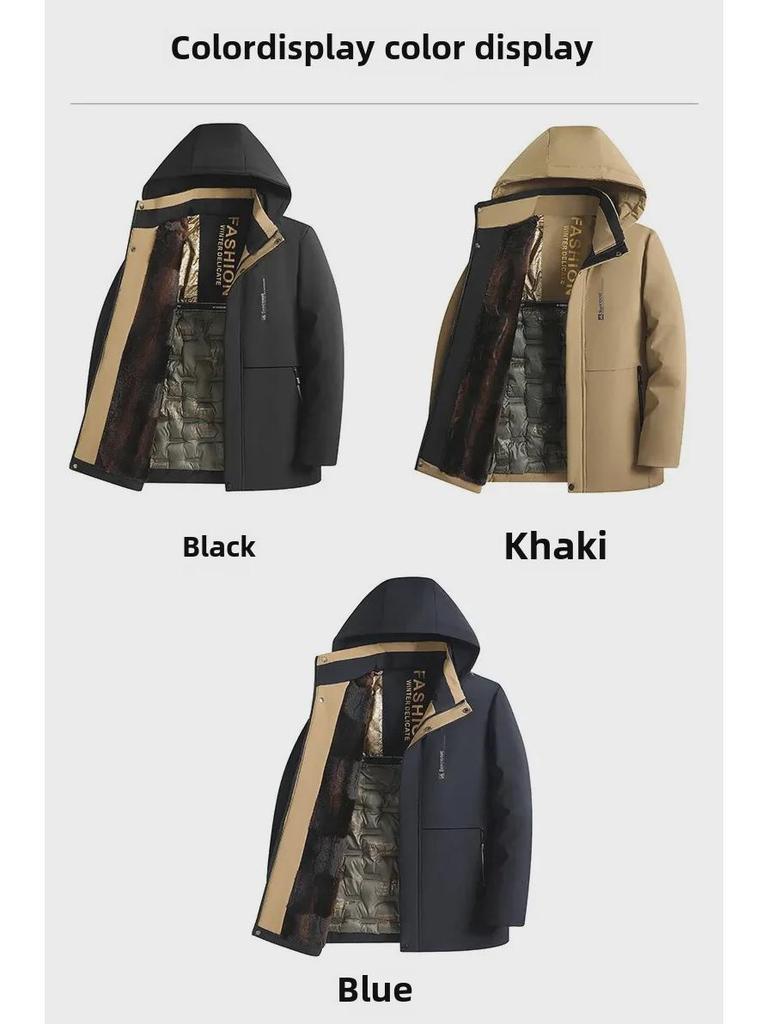 Graphene Cotton Mid-Length Winter Jacket for Men 2024 – Ideal for Middle-Aged & Elderly, Plus Velvet Thick Dad Wear