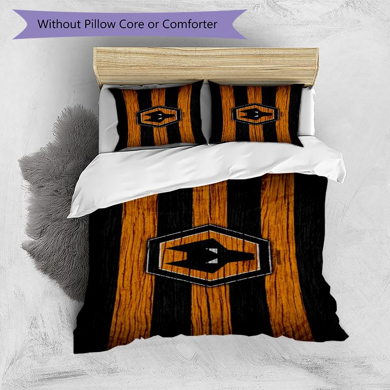 Wolves Football Club Emblem Printed Pattern Duvet Cover Set – Includes 1 Duvet Cover and 2 Matching Pillowcases Bedroom Decor Christmas Gifts