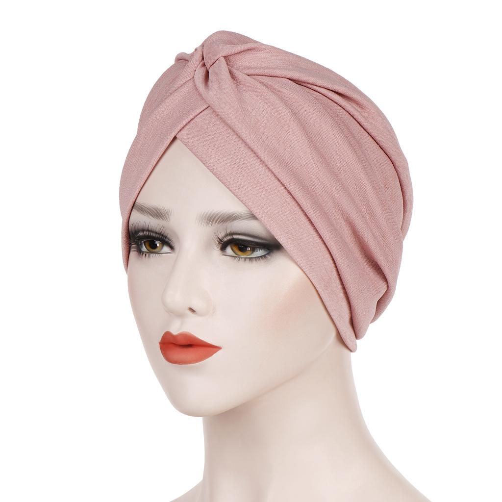 

JYL TS DIY Milk Silk Turban Hat Women Muslim Cap Polyester pink оленятко
