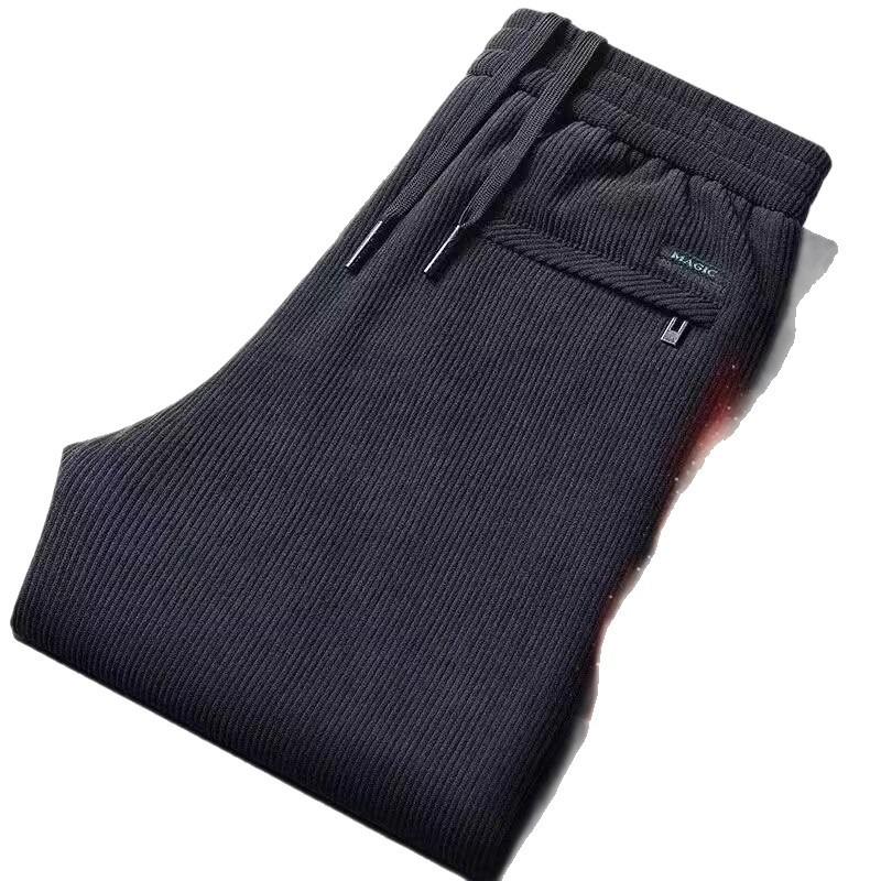 Casual pants men's new straight trousers loose large size autumn and winter velvet sweatpants